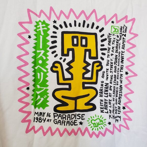 Uniqlo x Keith Haring White T-shirt Mens Sz L Invitation To Party Of Life 1984 - Picture 1 of 15